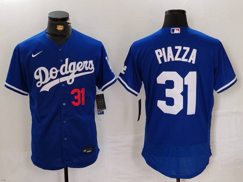 Men Los Angeles Dodgers 31 Piazza Blue Elite 2024 Nike MLB Jersey style 12